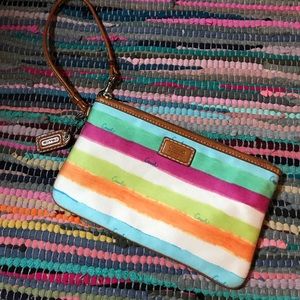 Authentic Coach Striped Wristlet